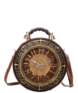 Real Alarm Clock Vintage Women Crossbody Bag 2020 BROWN